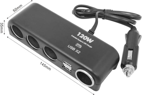 XINFENG 4 Way Car Charger Splitter Power Adapter with Multi Socket Dual USB 12V-24V Plug Charger for iPhone iPad Samsung GPS Dashcam......